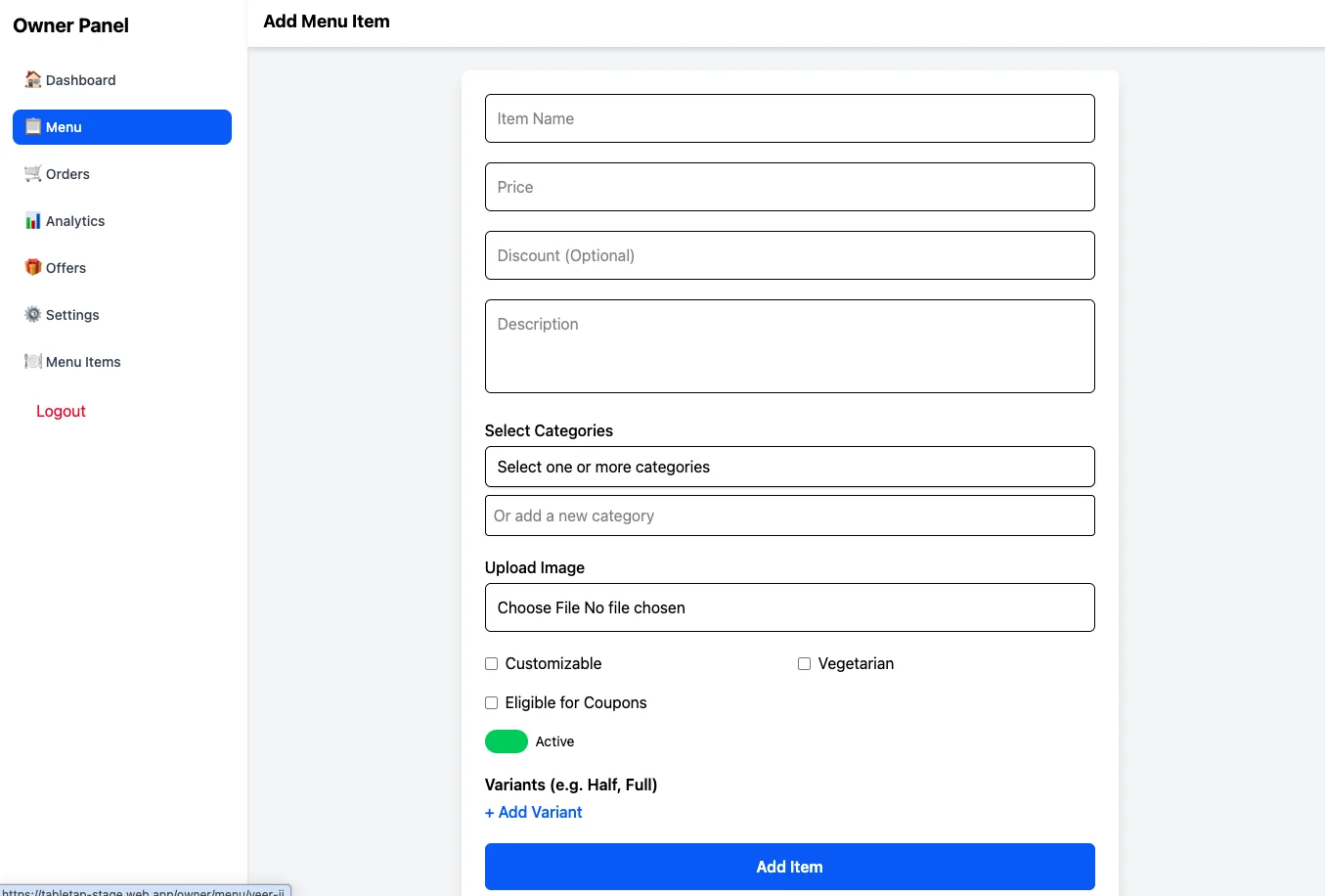 Restaurant QR Ordering