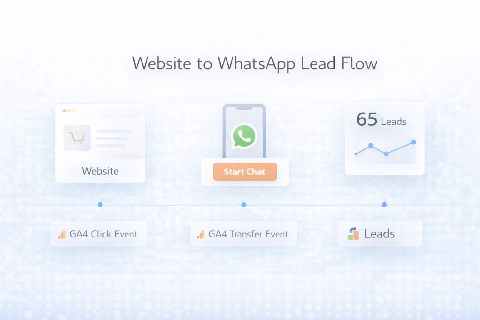 WhatsApp lead flow and GA4 infographic