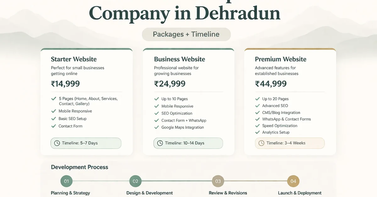 Website Development Company in Dehradun (2026): Packages + Timeline