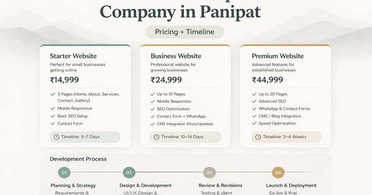 Website Development Company in Panipat (2026): Pricing + Timeline