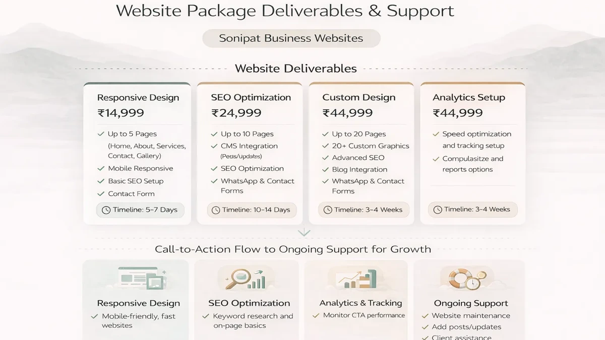 Sonipat website deliverables infographic