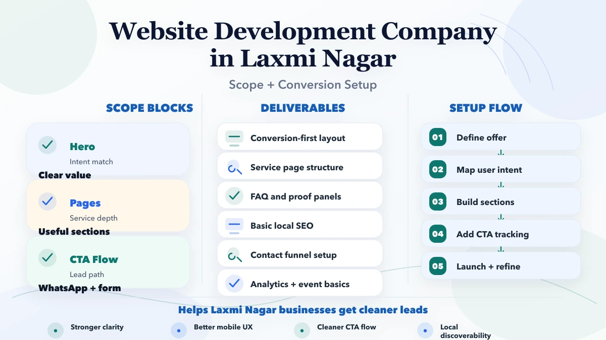 Website Development Company in Laxmi Nagar 2026 infographic
