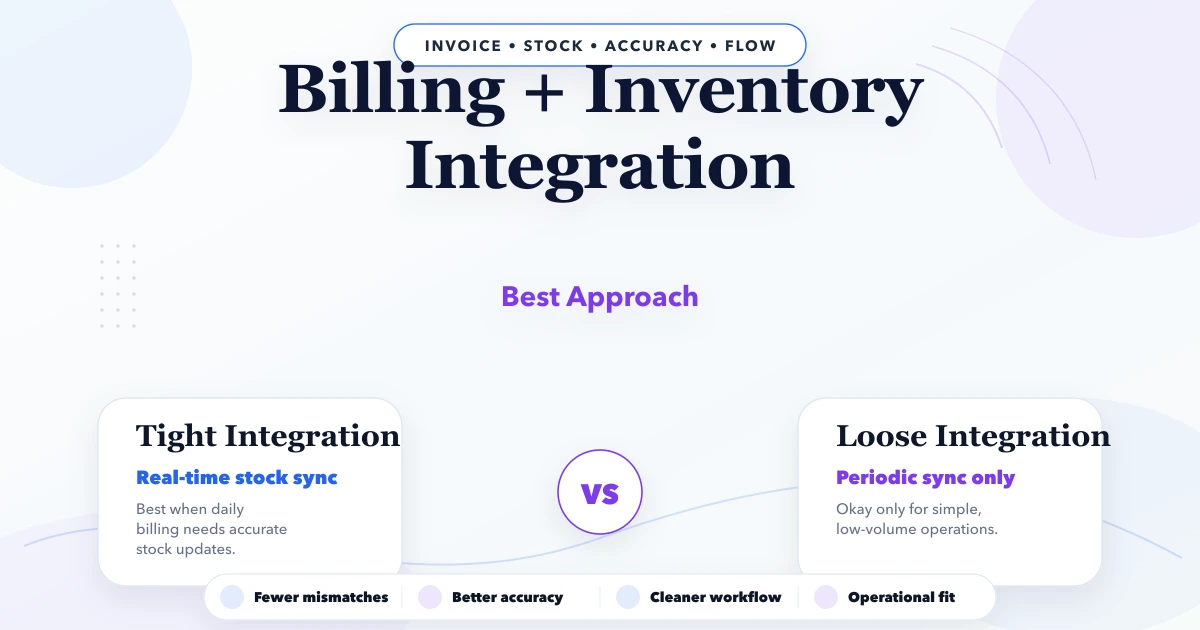 Billing + inventory integration: best approach