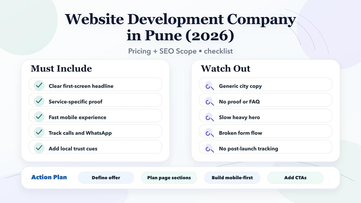 Website Development Company in Pune (2026) checklist infographic