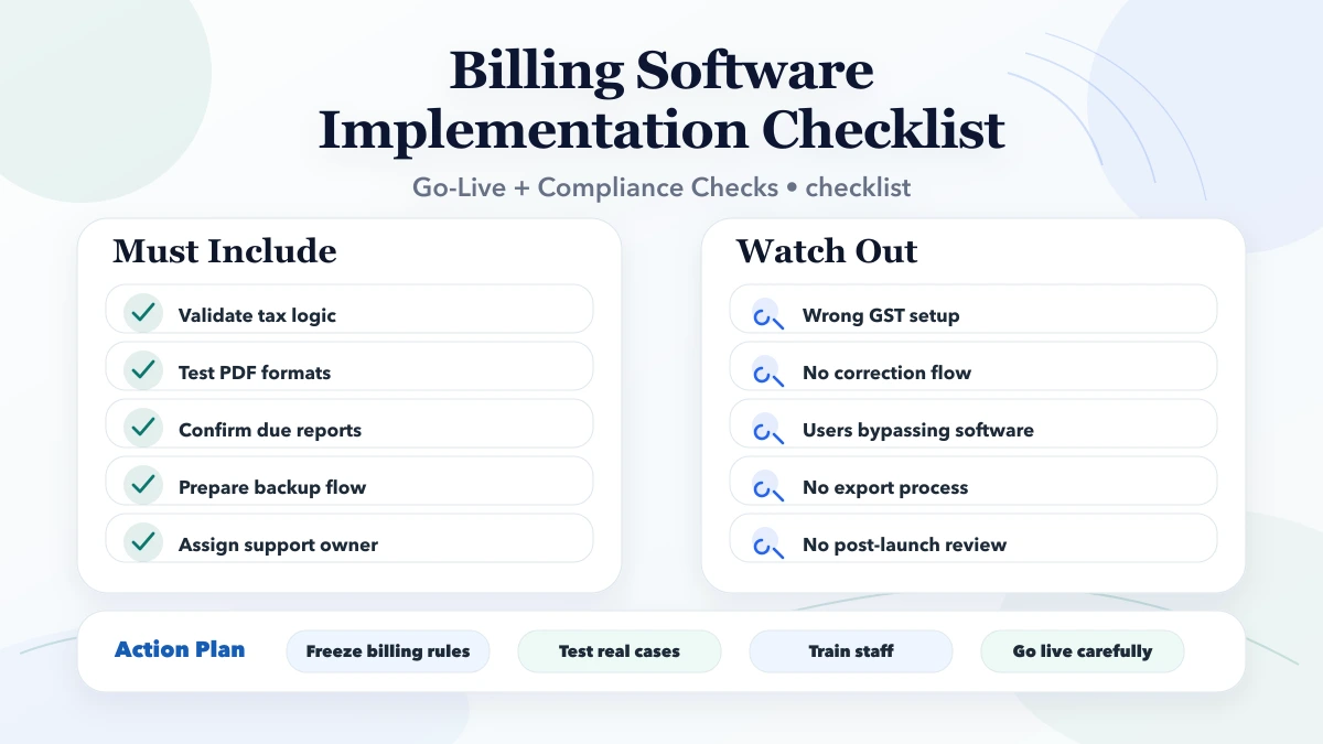 Billing Software Implementation Checklist checklist infographic