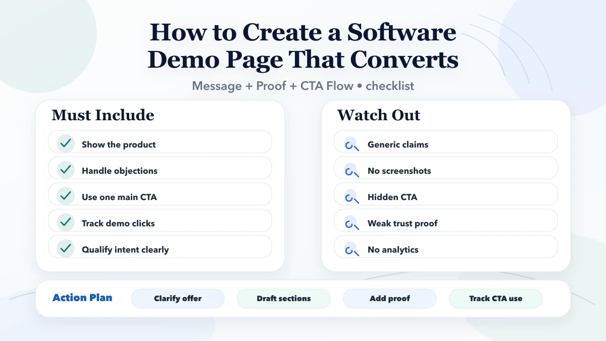 How to Create a Software Demo Page That Converts checklist infographic