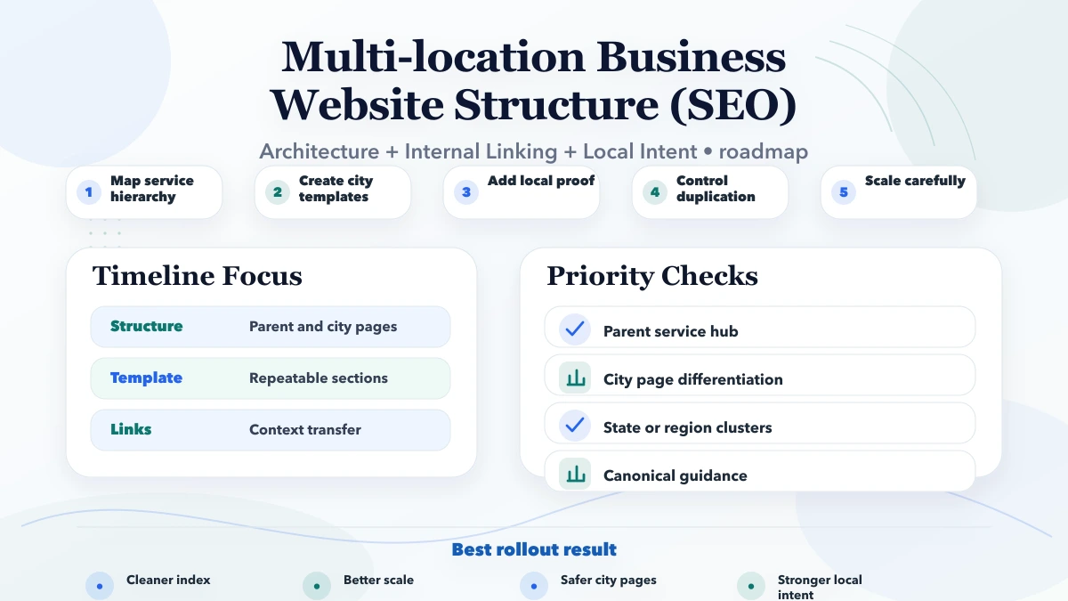Multi-location Business Website Structure (SEO) roadmap infographic
