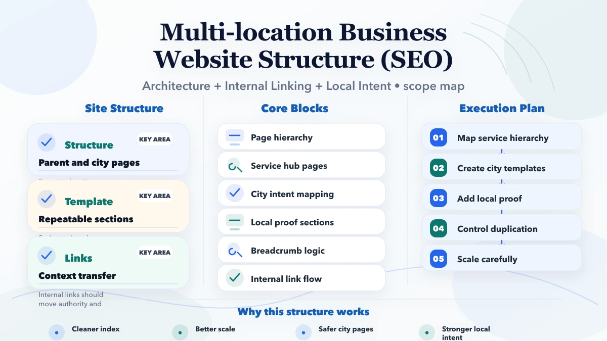 Multi-location Business Website Structure (SEO) scope infographic