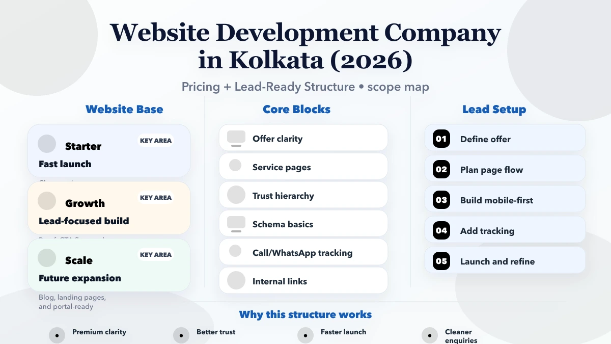 Website Development Company in Kolkata (2026) scope infographic