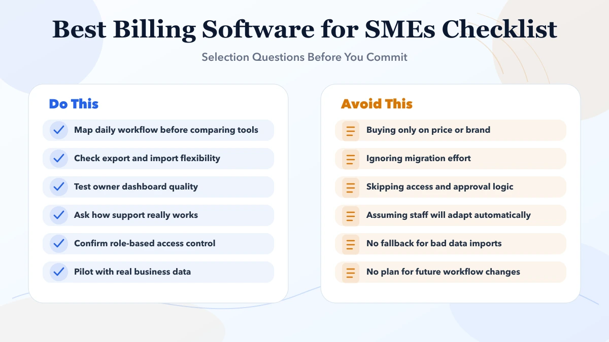 Best Billing Software for SMEs (India 2026) checklist infographic