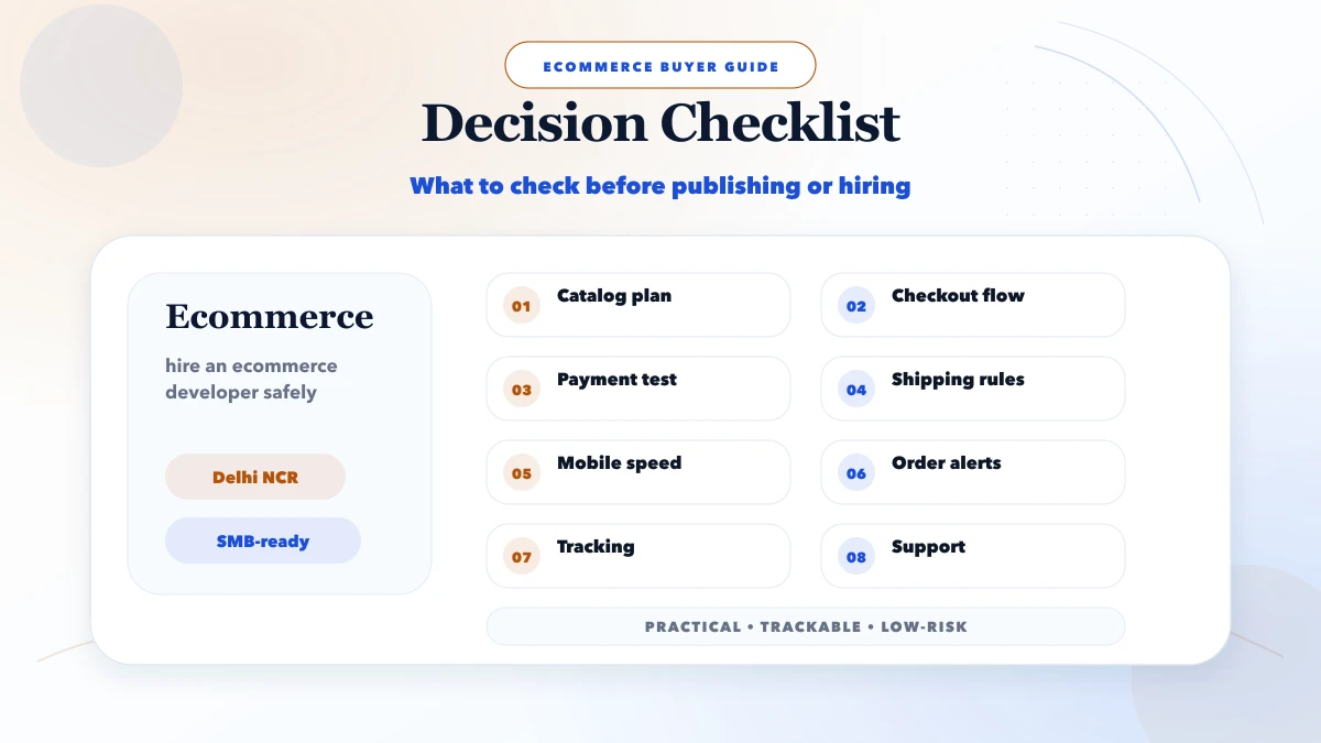 Ecommerce developer near me (Delhi NCR): what to ask checklist