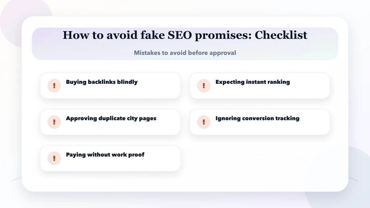 How to avoid fake SEO promises checklist