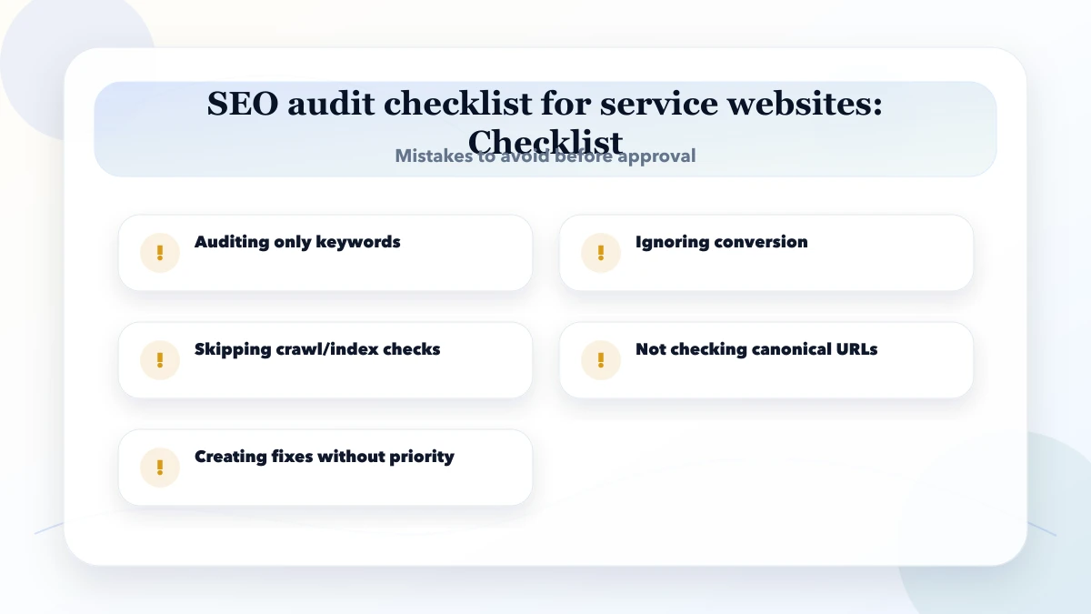 SEO audit checklist for service websites checklist