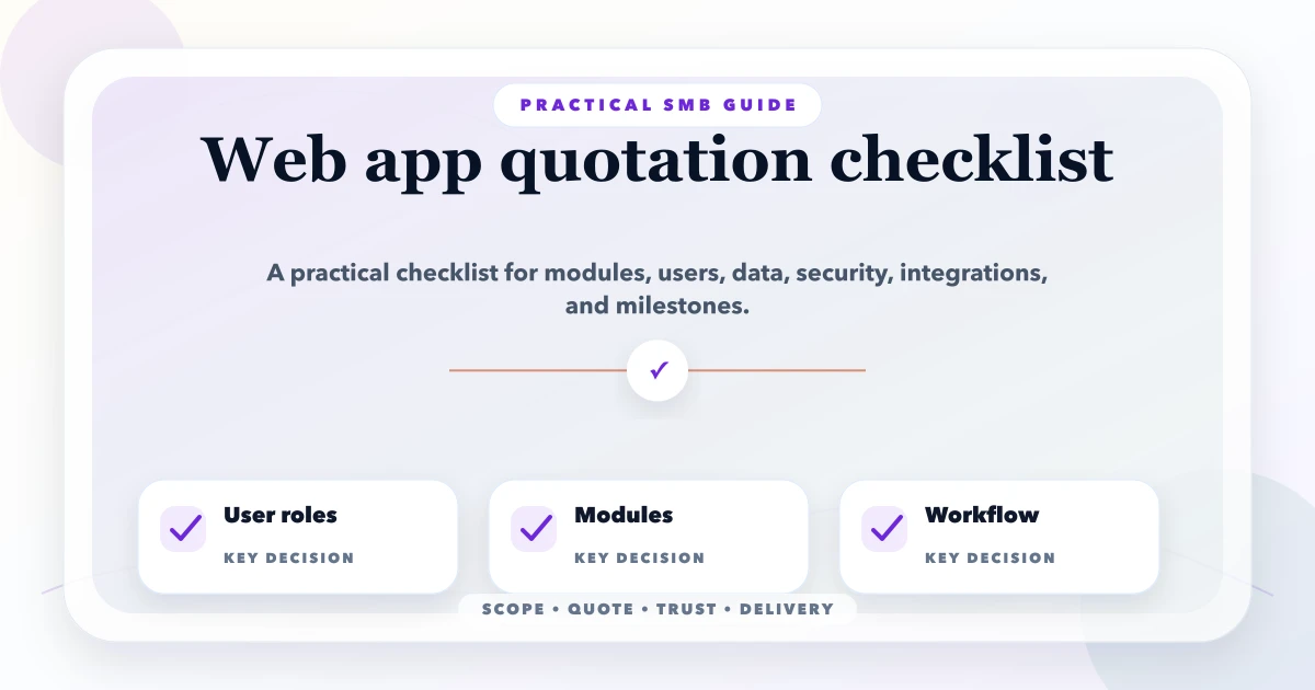 Web app quotation checklist