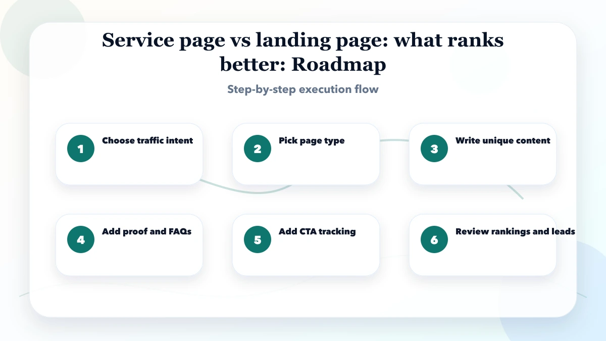 Service page vs landing page: what ranks better roadmap