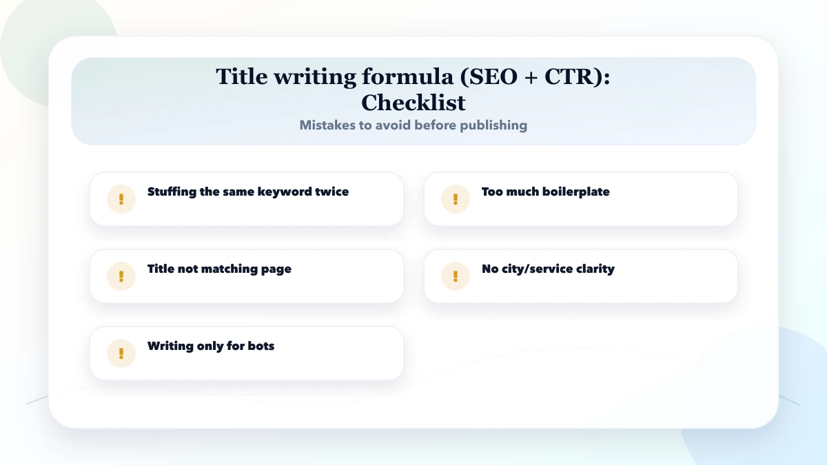 Title writing formula (SEO + CTR) checklist