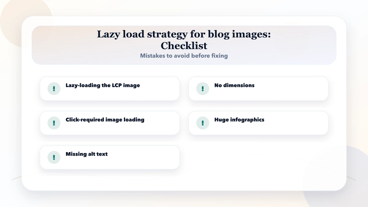 Lazy load strategy for blog images checklist