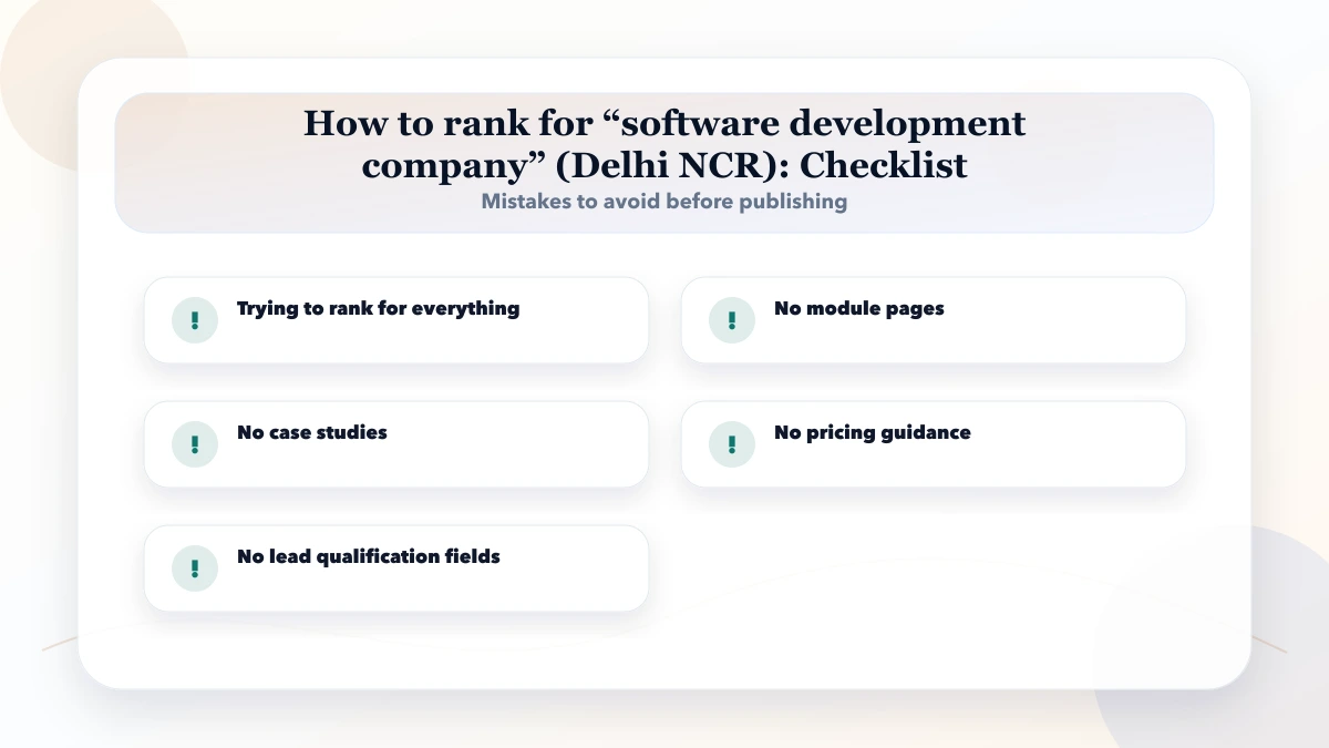 How to rank for “software development company” (Delhi NCR) checklist