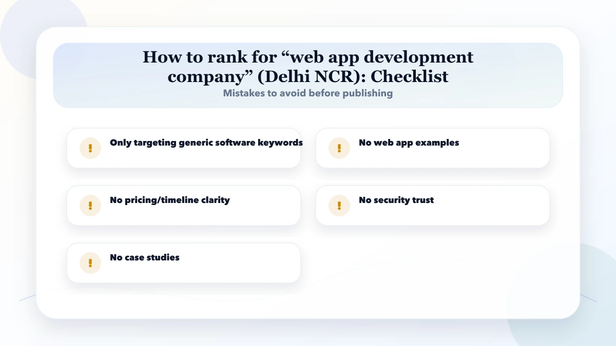 How to rank for “web app development company” (Delhi NCR) checklist