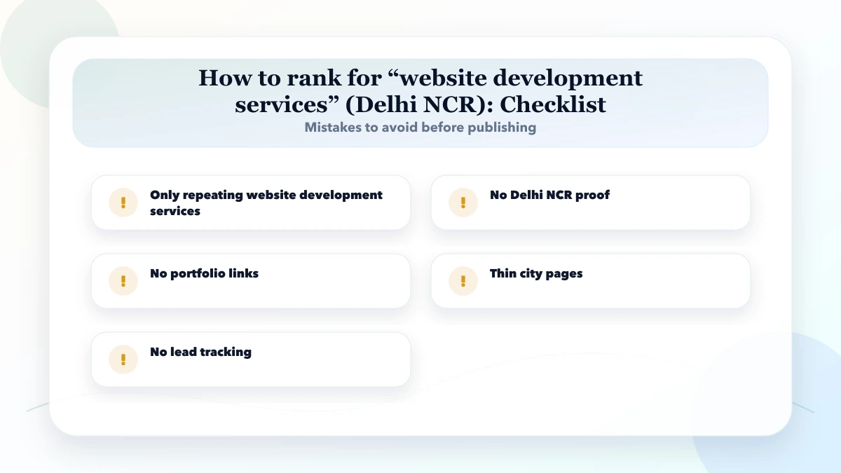How to rank for “website development services” (Delhi NCR) checklist
