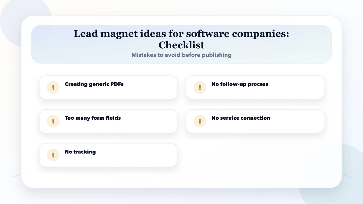 Lead magnet ideas for software companies checklist
