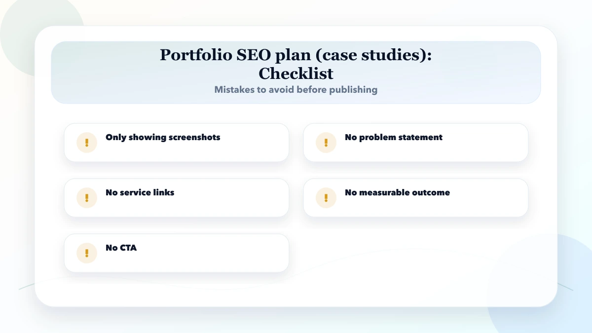 Portfolio SEO plan (case studies) checklist