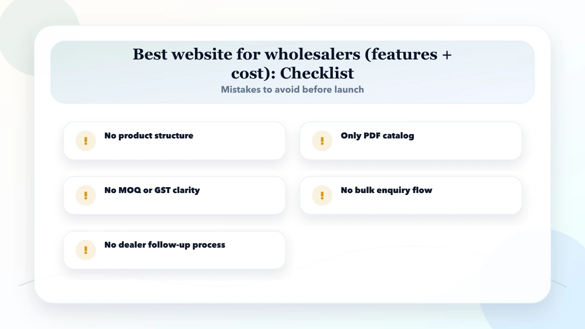 Best website for wholesalers (features + cost) checklist