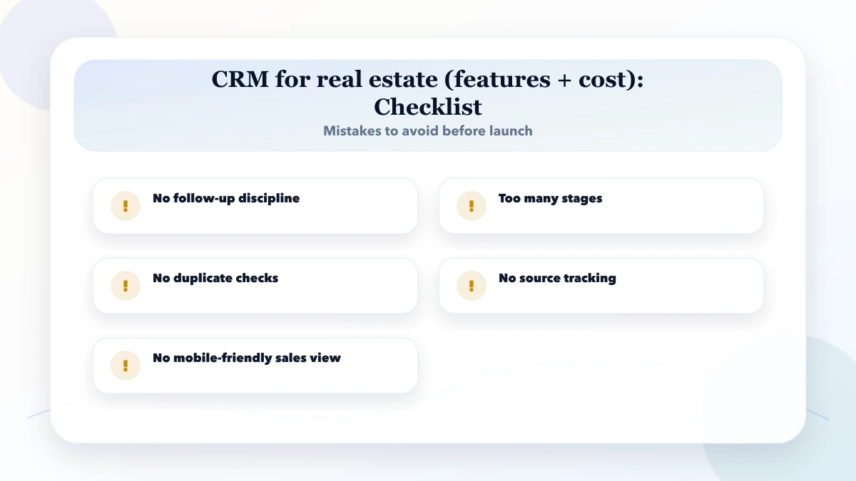 CRM for real estate (features + cost) checklist