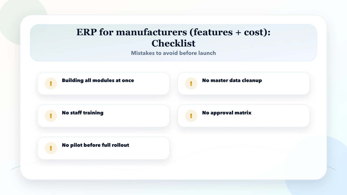 ERP for manufacturers (features + cost) checklist