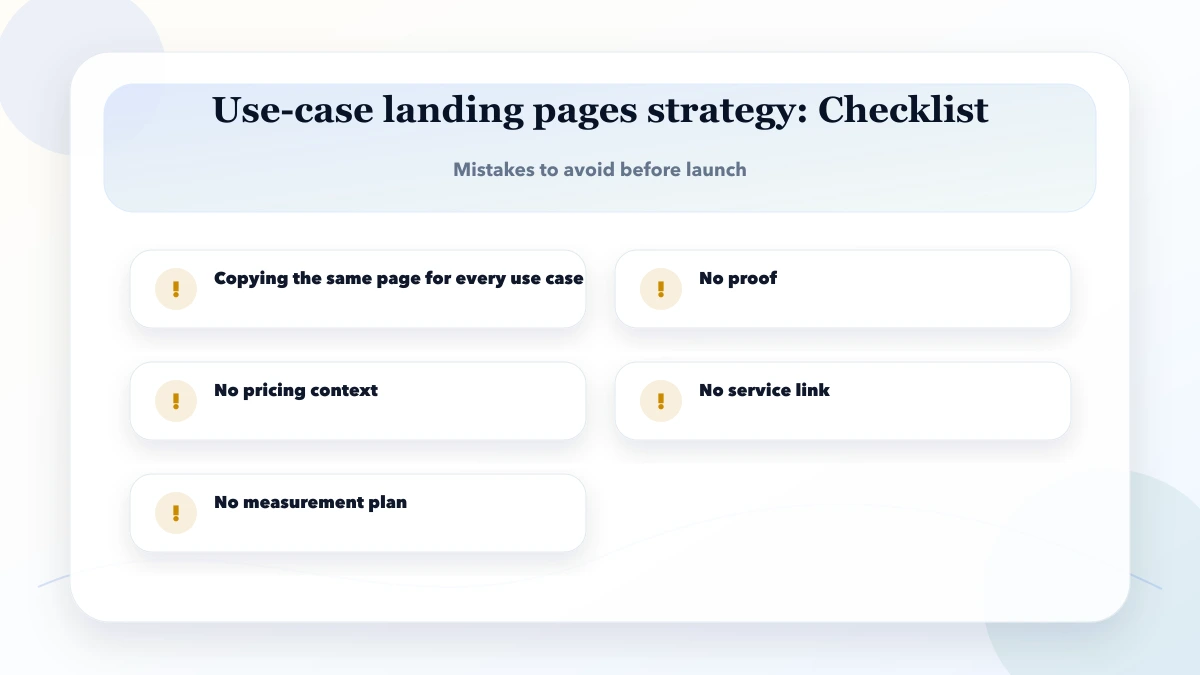 Use-case landing pages strategy checklist
