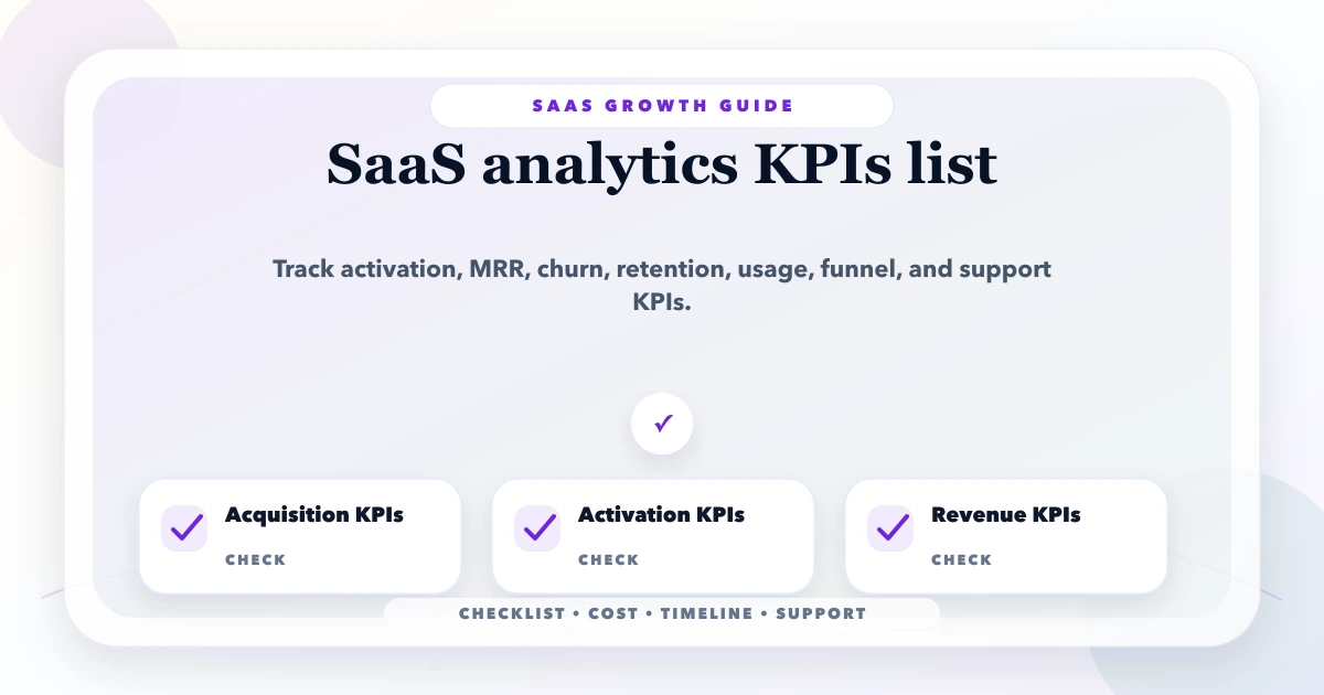 SaaS analytics KPIs list