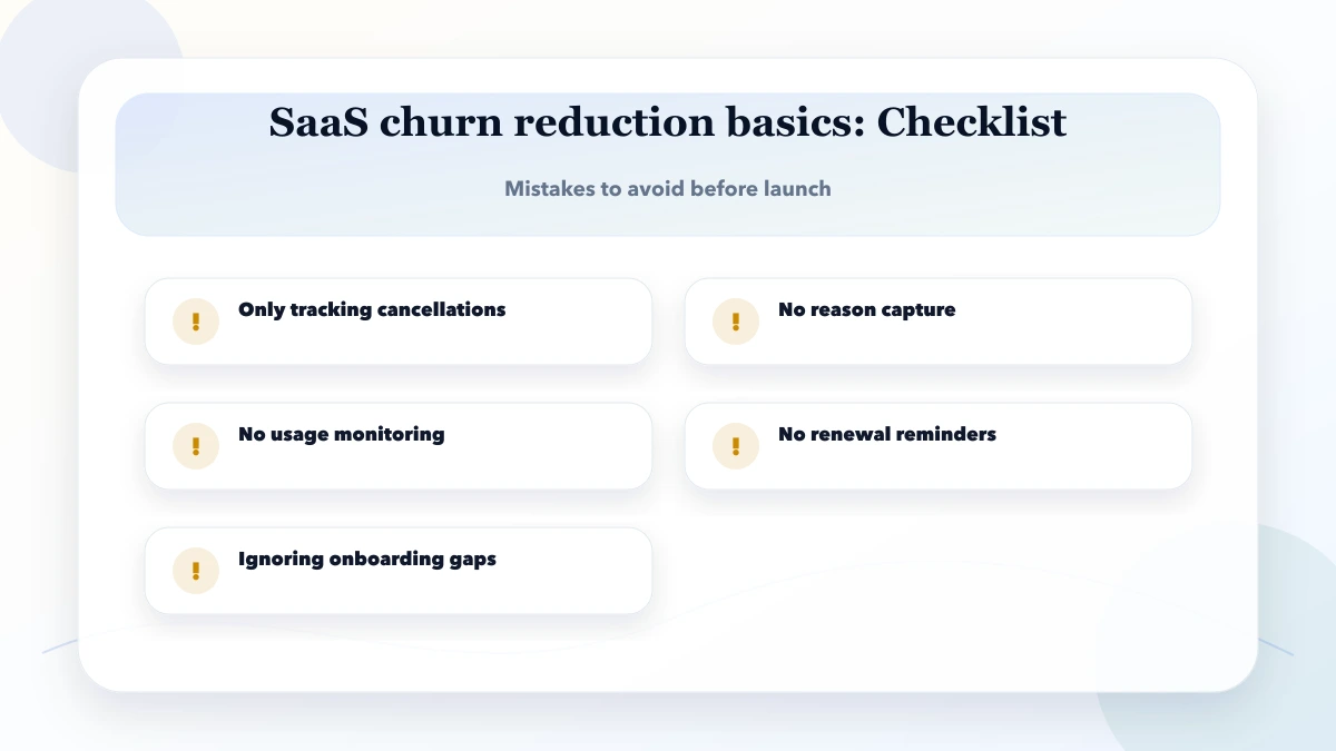 SaaS churn reduction basics checklist