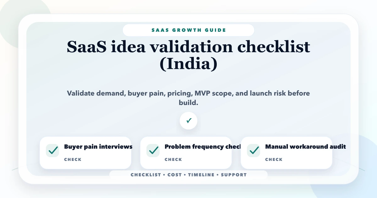 SaaS idea validation checklist (India)