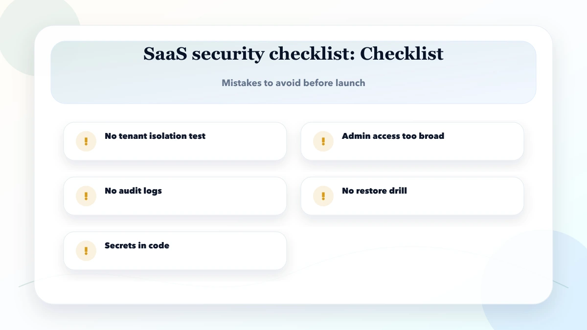 SaaS security checklist checklist