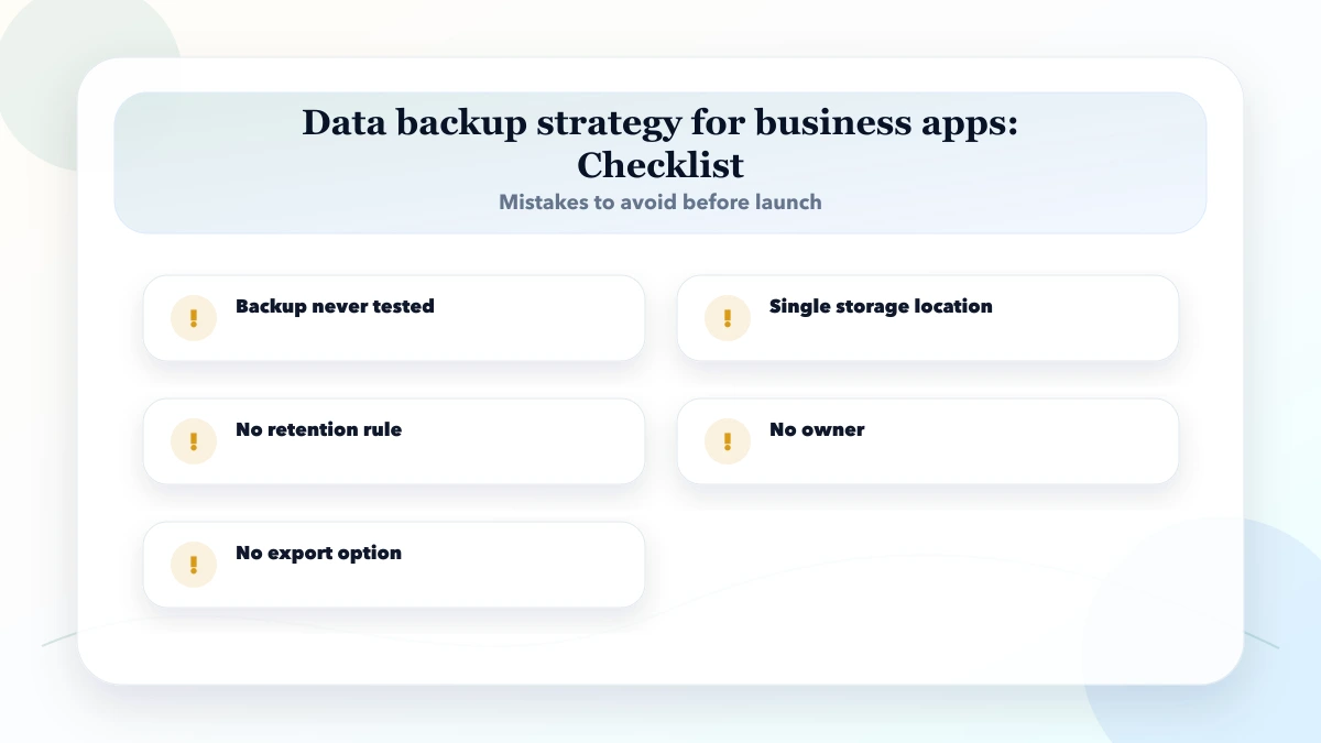 Data backup strategy for business apps checklist