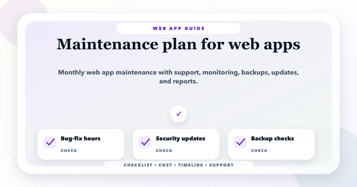 Maintenance plan for web apps
