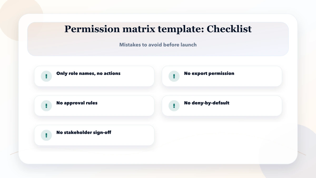 Permission matrix template checklist