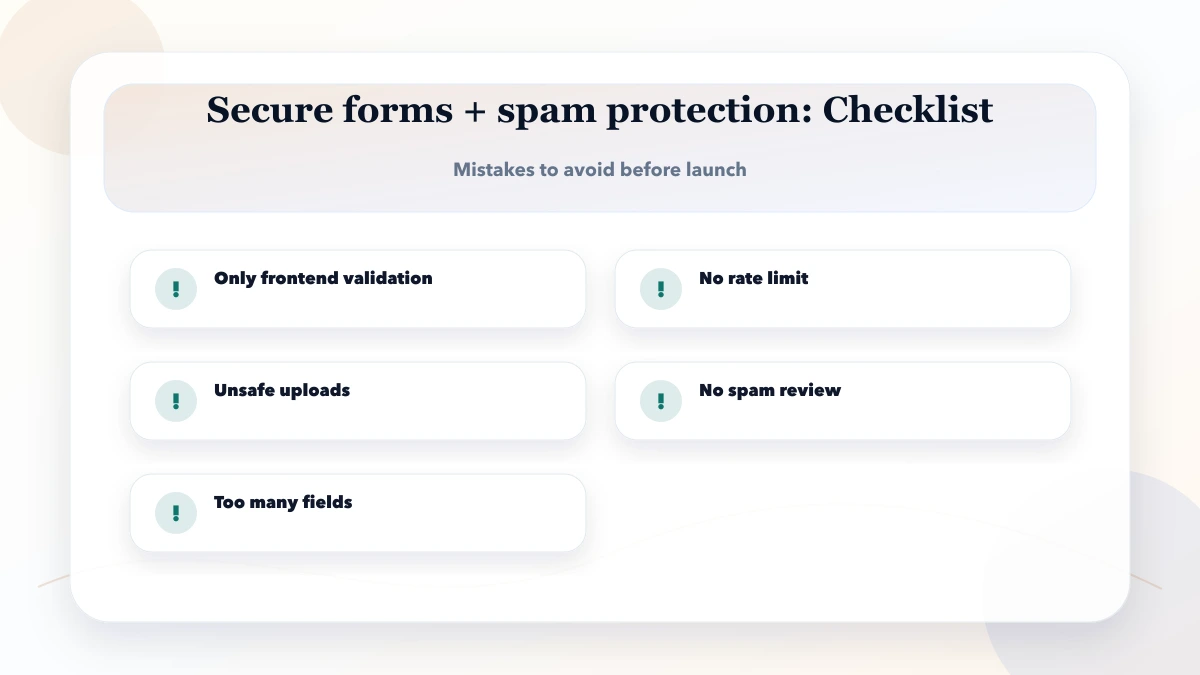Secure forms + spam protection checklist