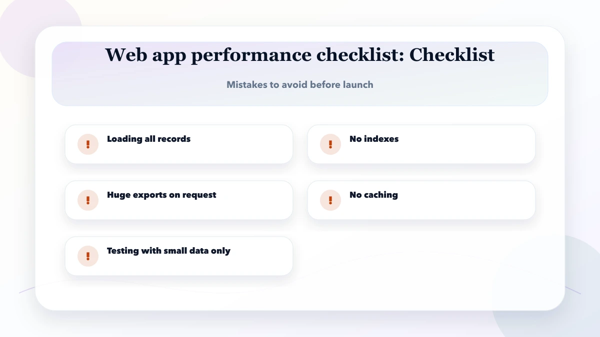 Web app performance checklist checklist