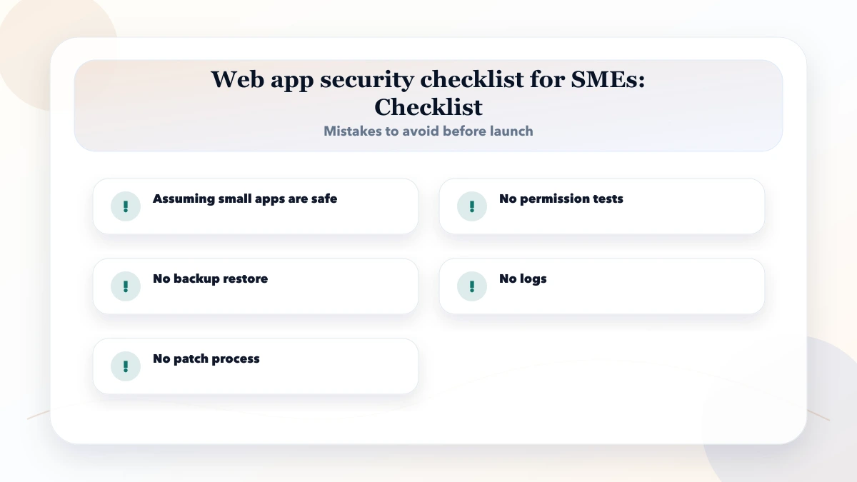 Web app security checklist for SMEs checklist