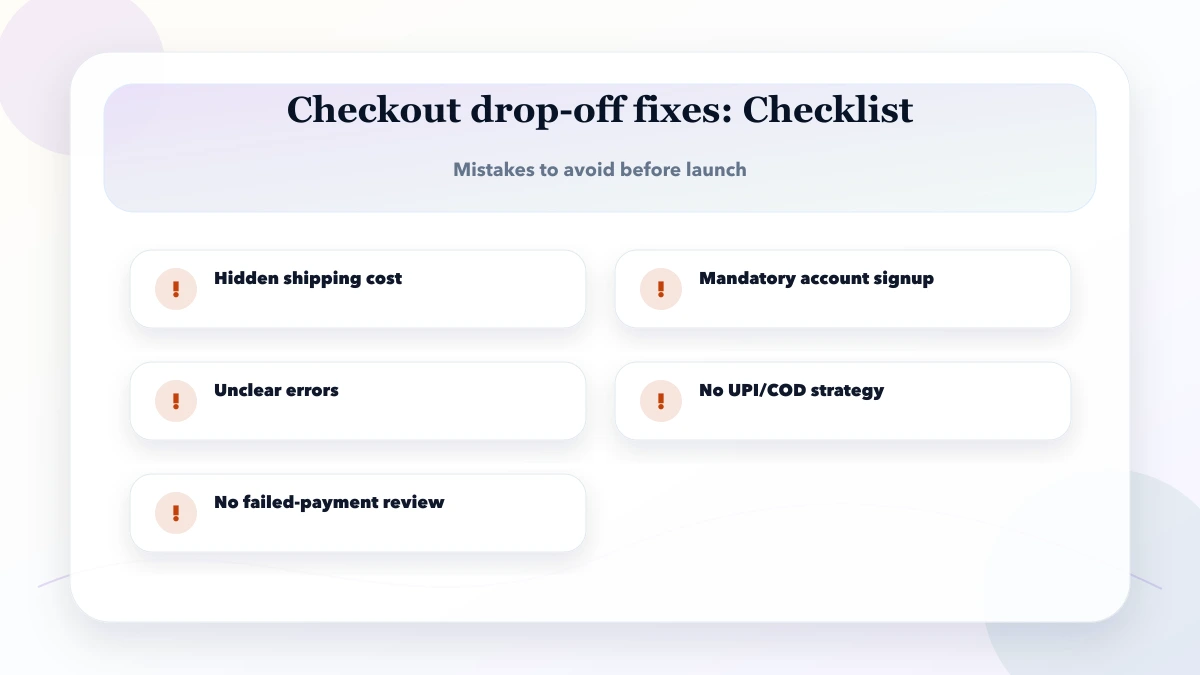 Checkout drop-off fixes checklist