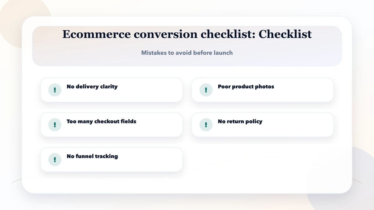 Ecommerce conversion checklist checklist
