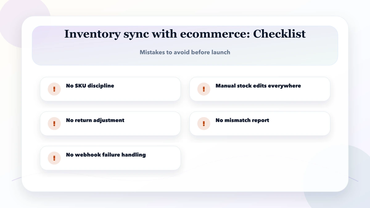 Inventory sync with ecommerce checklist
