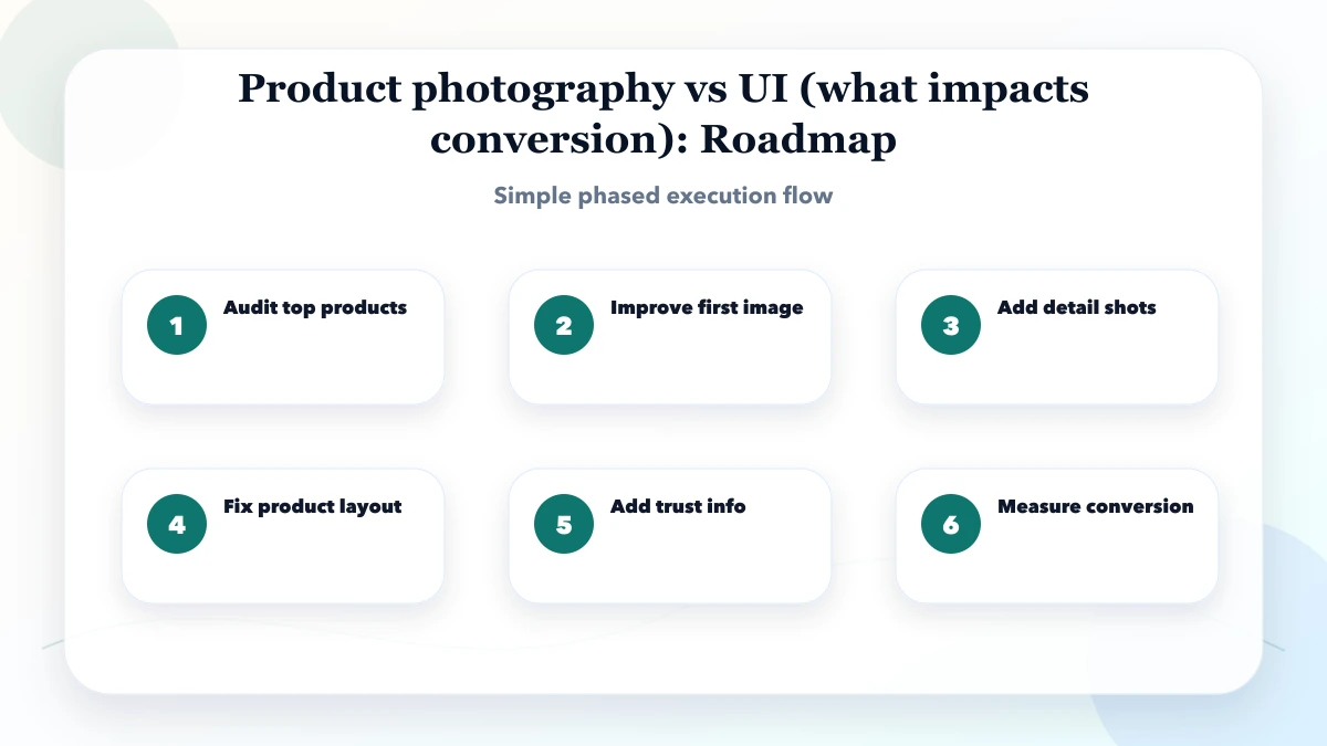 Product photography vs UI (what impacts conversion) roadmap