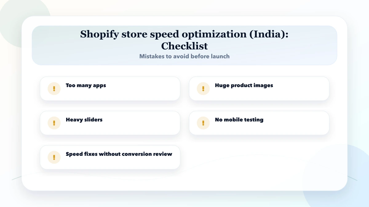 Shopify store speed optimization (India) checklist