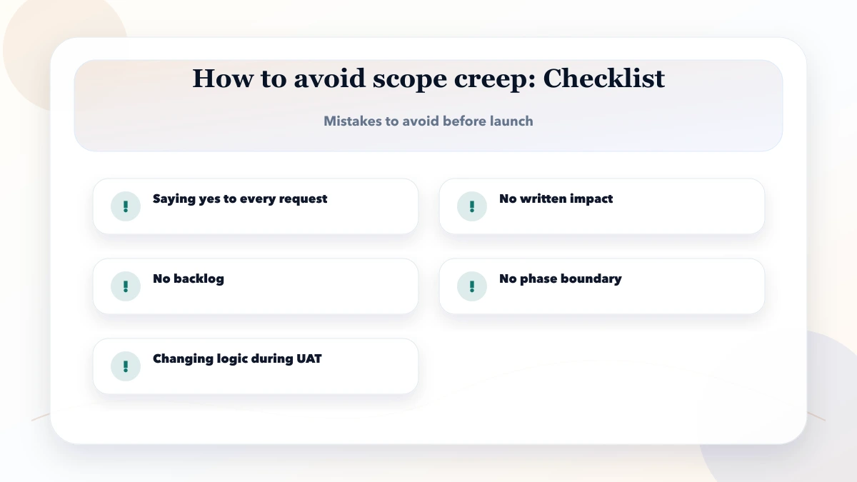 How to avoid scope creep checklist