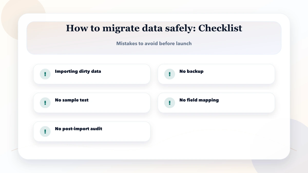 How to migrate data safely checklist