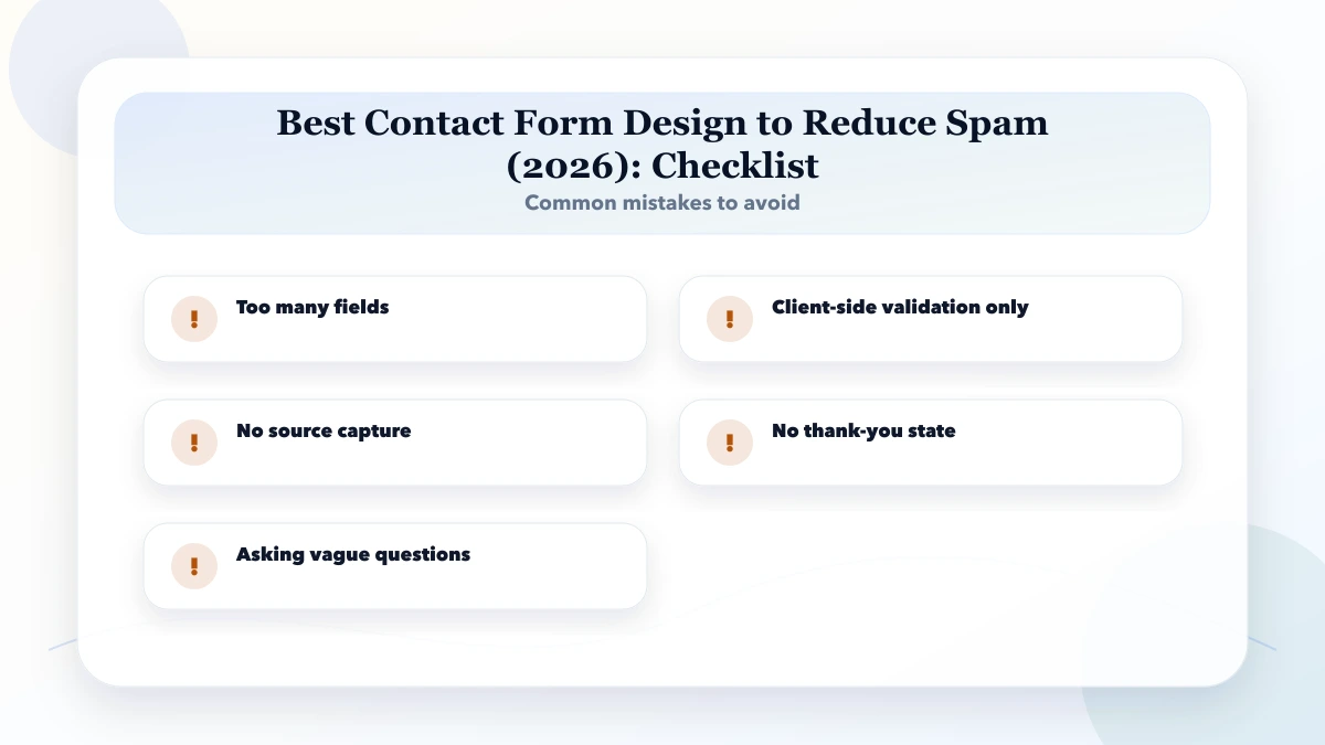 Best Contact Form Design to Reduce Spam (2026) checklist