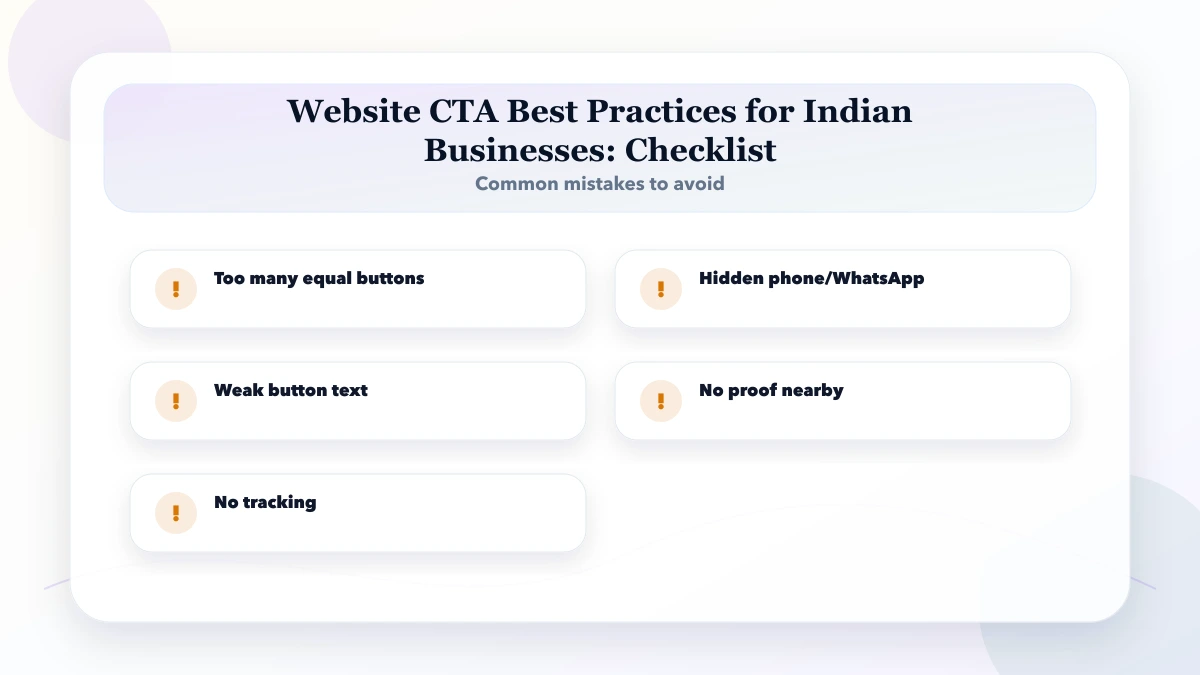 Website CTA Best Practices for Indian Businesses checklist