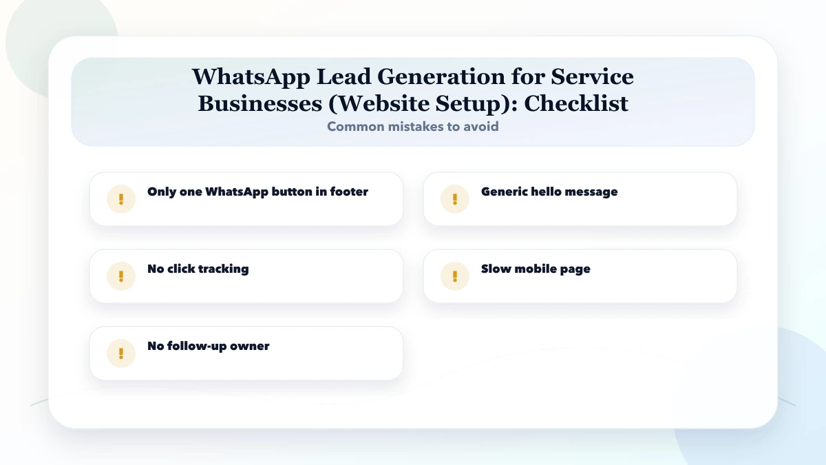 WhatsApp Lead Generation for Service Businesses (Website Setup) checklist